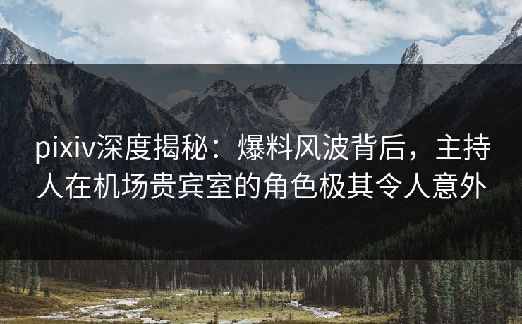 pixiv深度揭秘：爆料风波背后，主持人在机场贵宾室的角色极其令人意外