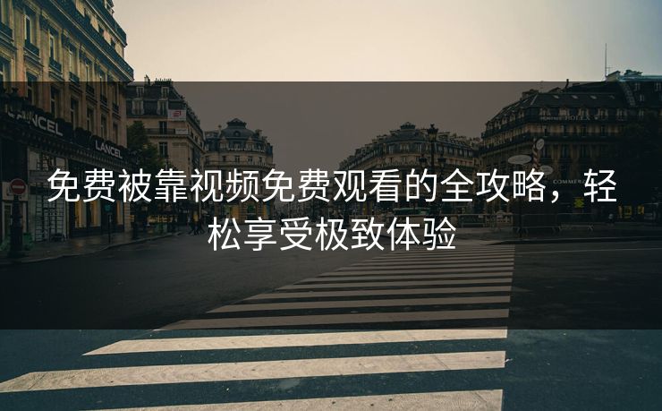 免费被靠视频免费观看的全攻略，轻松享受极致体验