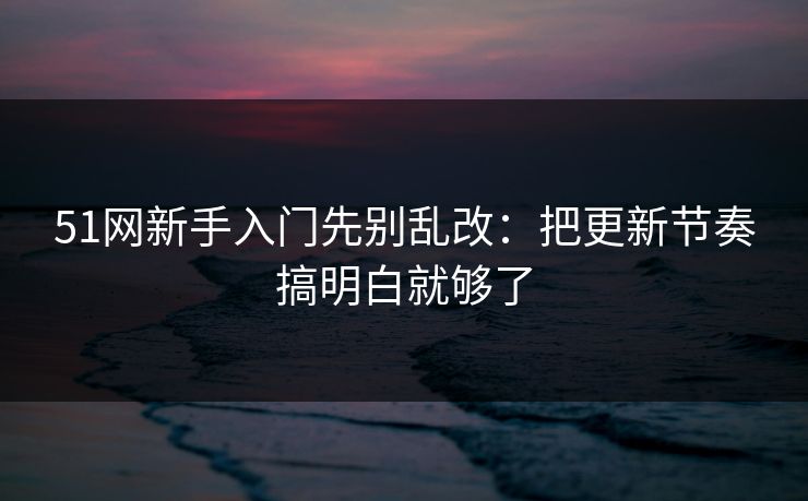 51网新手入门先别乱改:把更新节奏搞明白就够了 51网新手入门先别乱改:把更新节奏搞明白就够了