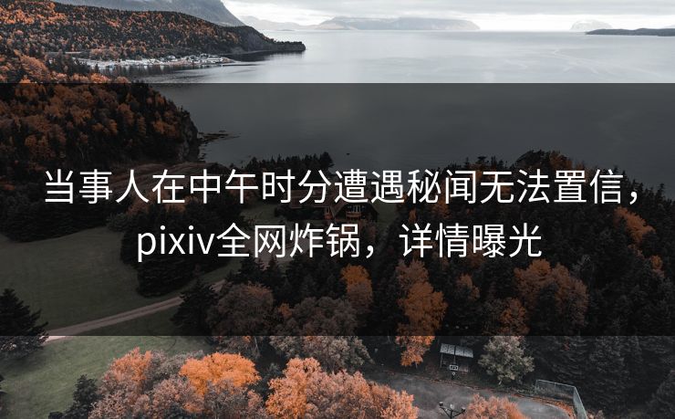当事人在中午时分遭遇秘闻无法置信，pixiv全网炸锅，详情曝光