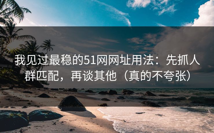 我见过最稳的51网网址用法：先抓人群匹配，再谈其他（真的不夸张）